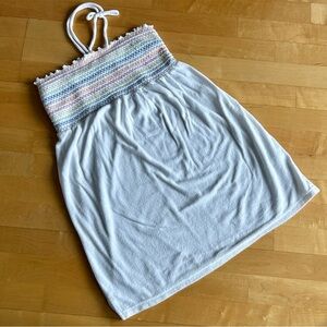 Wild Fable Rainbow Smocked Terrycloth Beach Coverup Dress, White, Size M